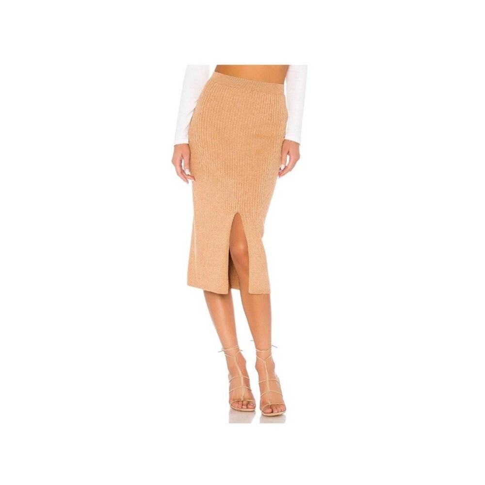 Free People Skyline Ribbed Knit Midi Skirt Beige Size XS